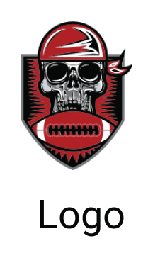 sports logo skull wearing bandanna with football