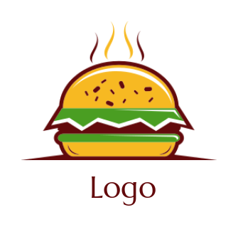 make a food logo smoking burger with lettuce - logodesign.net