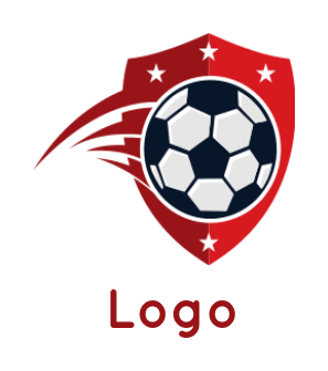 sports logo soccer in the shield with swooshes