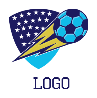 sports logo soccer moving up front shield stars