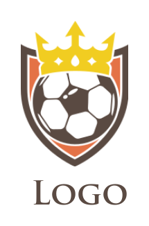 sports logo maker soccer with crown in shield - logodesign.net