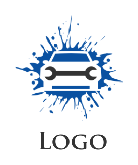 auto repair logo spanner in negative space car