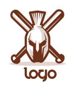 Create a sports logo of spartan helmet with bat 