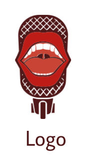 music studio logo icon speaking mouth merged in mic
