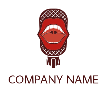 music studio logo icon speaking mouth merged in mic