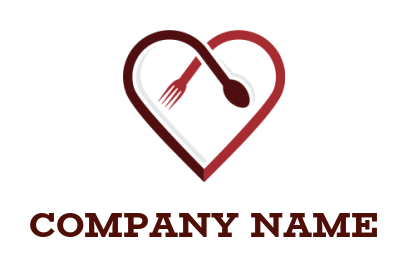restaurant logo spoon knife creating heart shape