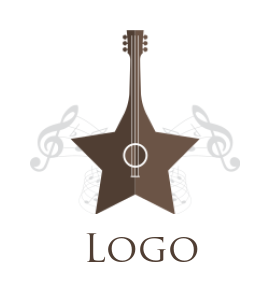 music logo star shaped guitar with music notes
