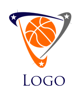 sports logo stars on swooshes ball in center