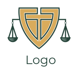 make a law firm logo stroke shield with balance