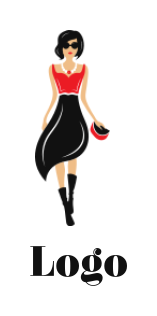 fashion logo maker stylish woman in mid length skirt