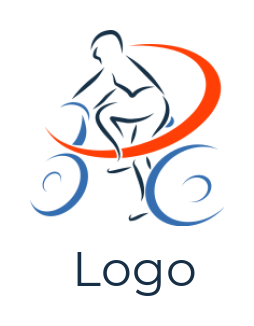 fitness logo swoosh person on bicycle