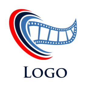 media logo icon swooshes around film reel