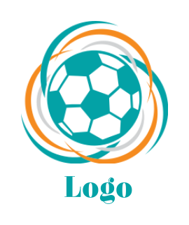 generate a sports logo swooshes around soccer