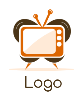 media logo icon television forming butterfly with antenna 