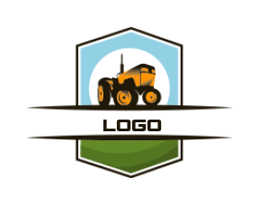 Agriculture logo symbol with a tractor in polygon 