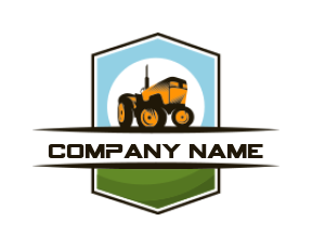 Agriculture logo symbol with a tractor in polygon 