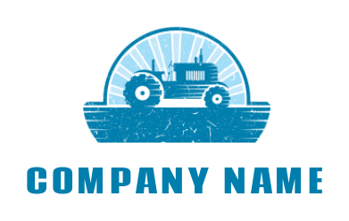 agriculture logo illustration tractor with sun rays - logodesign.net