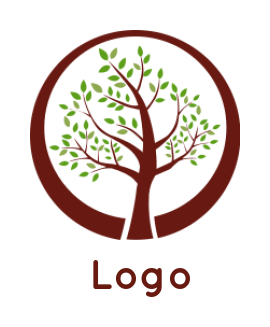 alphabet logo tree merged with Letter O