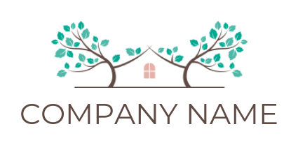 landscape logo trees forming house and window