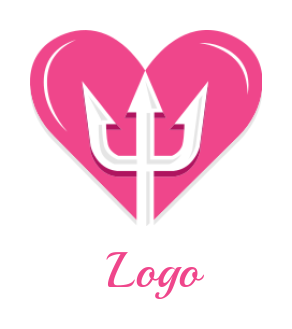 dating logo icon trident in heart - logodesign.net