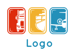 transportation logo truck ship plane rectangle