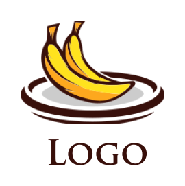 create a food logo two bananas on a plate