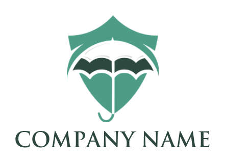insurance logo maker umbrella set in shield - logodesign.net