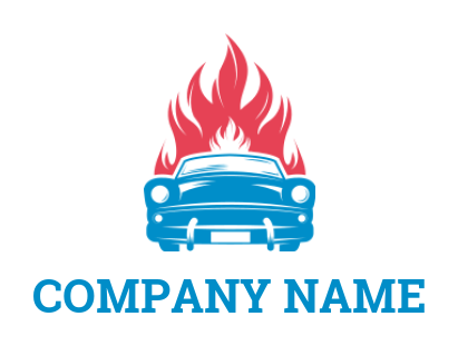 design an auto logo vintage car with burning flame - logodesign.net