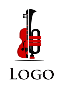 Generate a music logo of violin tied to jazz trumpet 