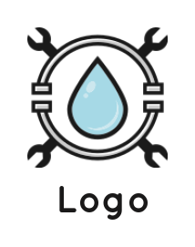 plumber logo water drop in circle of pipes