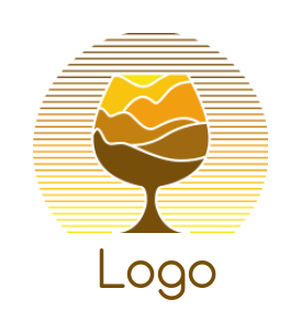art logo online wine glass in front of sun