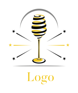 liquor store logo wine glass with spring bee
