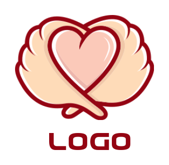 make a dating logo wings encasing a heart shape