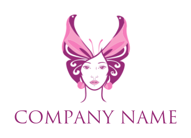beauty logo online woman face merge with butterfly