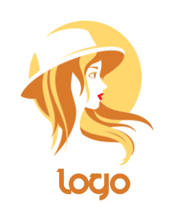 fashion logo woman wear hat in front of circle