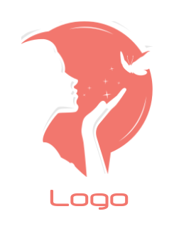 create a fashion logo of woman with butterfly