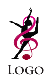 entertainment logo women dancing and music note