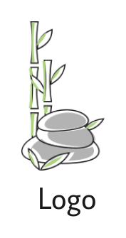 spa logo icon zen stones with bamboo stems - logodesign.net