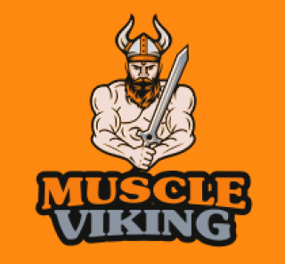 sports logo viking man with sword and helmet