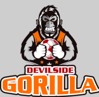 games logo gorilla mascot with soccer ball