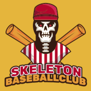 sports logo skull baseball player mascot