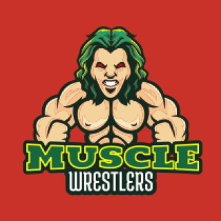 fitness logo angry man with muscular body