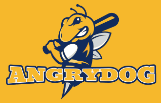 angry bee mascot logo with baseball bat