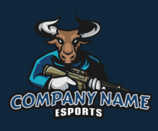 make a bull mascot holding gun 