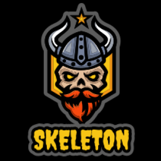 games logo skull with beard and helmet  