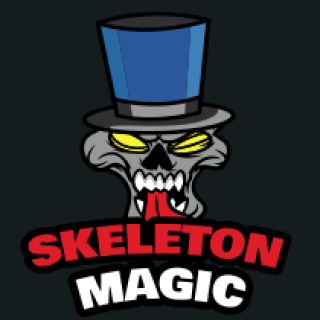 gaming logo skull with tongue out in magic hat