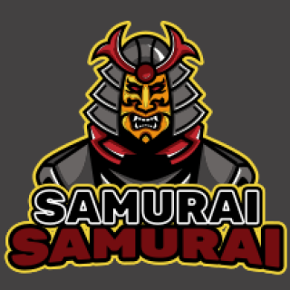 gaming logo samurai with demon mask mascot