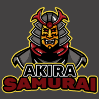gaming logo samurai with demon mask mascot
