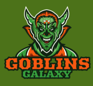 games logo icon smiling goblin face mascot
