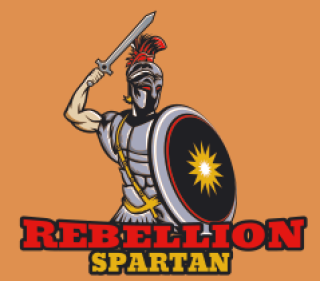 spartan mascot hold shield and sword